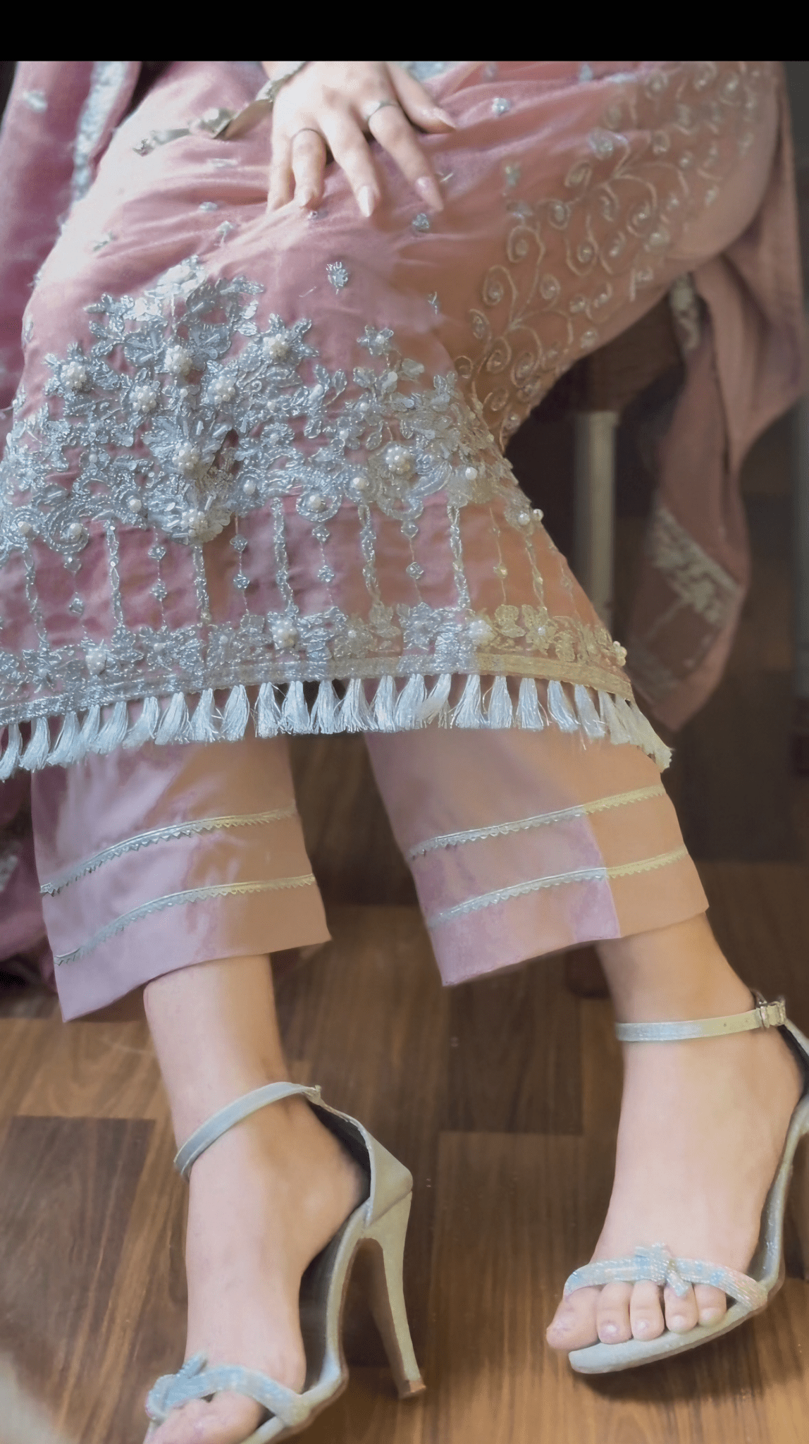 Mauve Elegance - Embroidered Chiffon Luxury Ensemble - Qalbi Loom