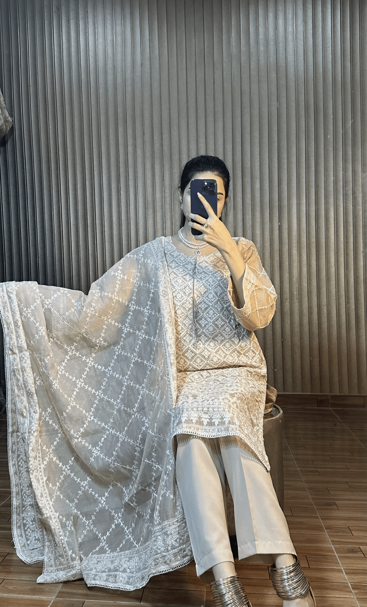 Noor - e - Hina - Embroidered Elegance in Coffee Brown - Qalbi Loom