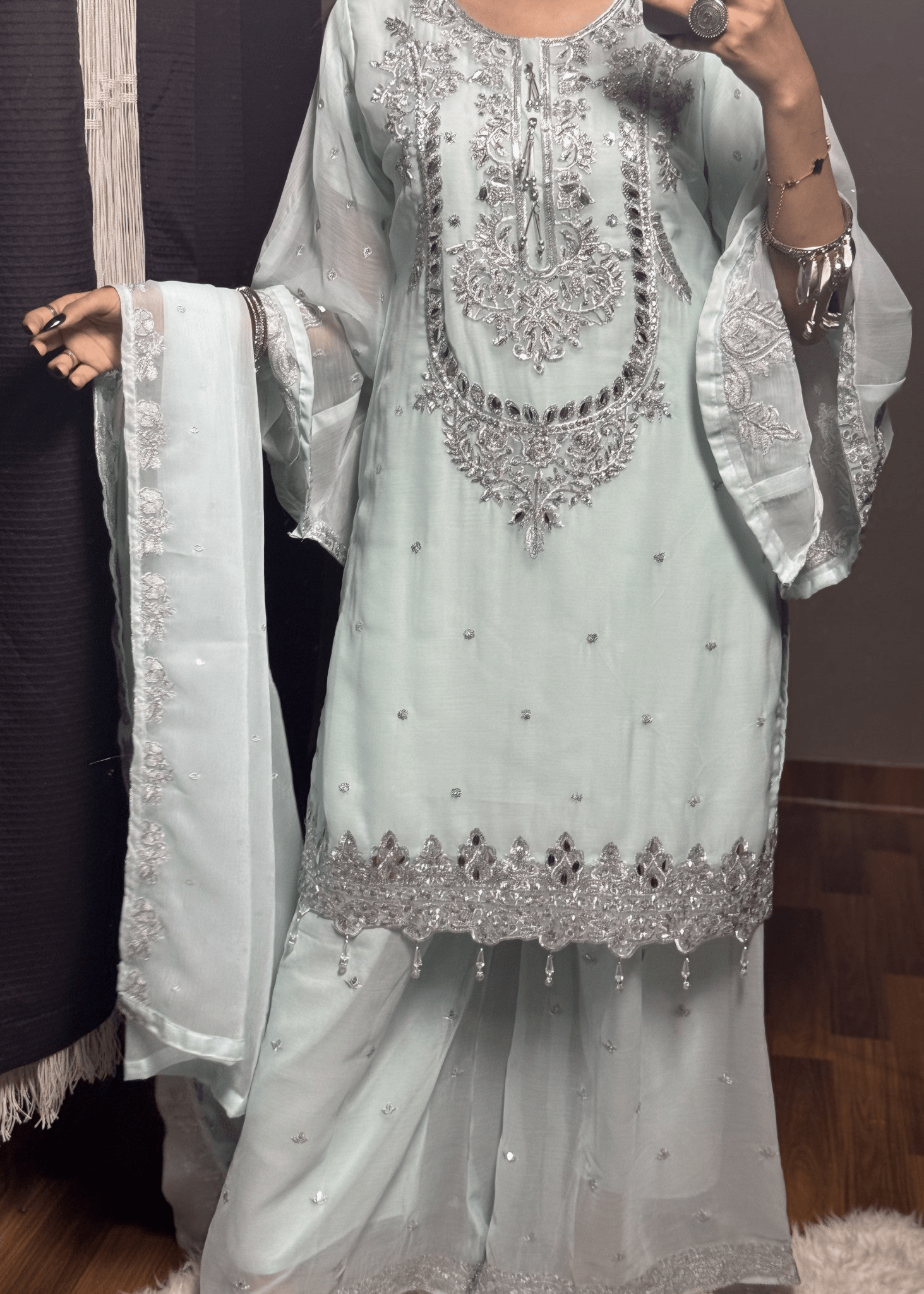 Noor - e - Izhaar – Ice Blue - Qalbi Loom